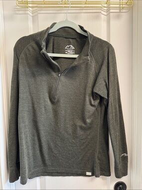 Merino Tech women’s half zip 100% merino wool dark gray